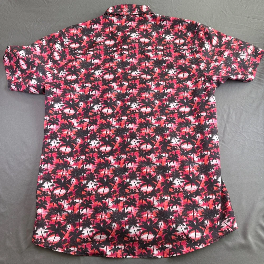 Dixxon Flannel Co Daiquiri Dreams Party Shirt Mens Large Pink Palm Tree Sunset